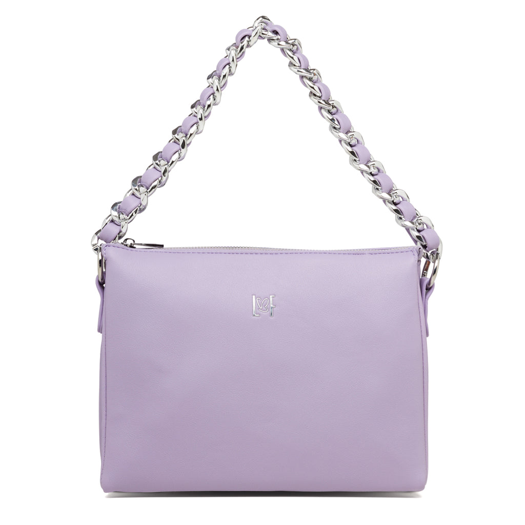 Borsa a tracolla lilla da donna con manico a catena Lora Ferres