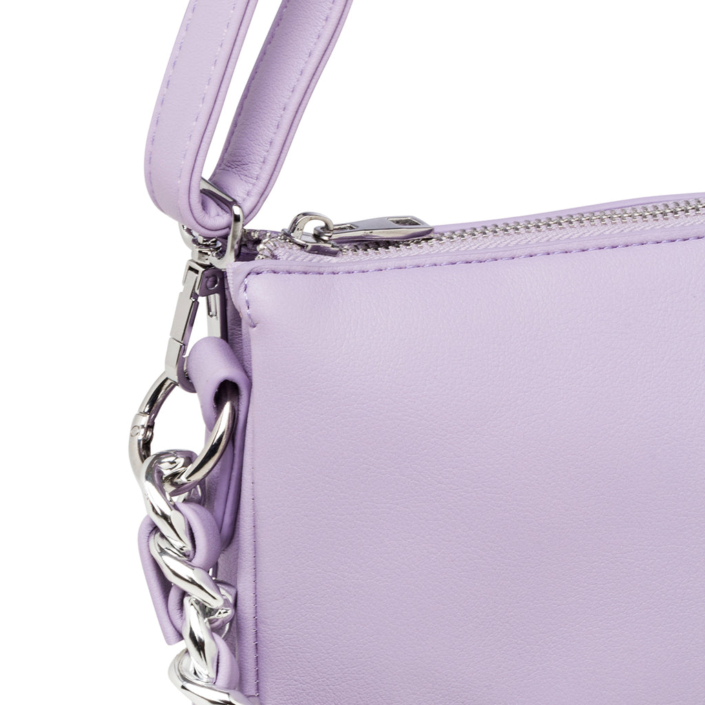 Borsa a tracolla lilla da donna con manico a catena Lora Ferres