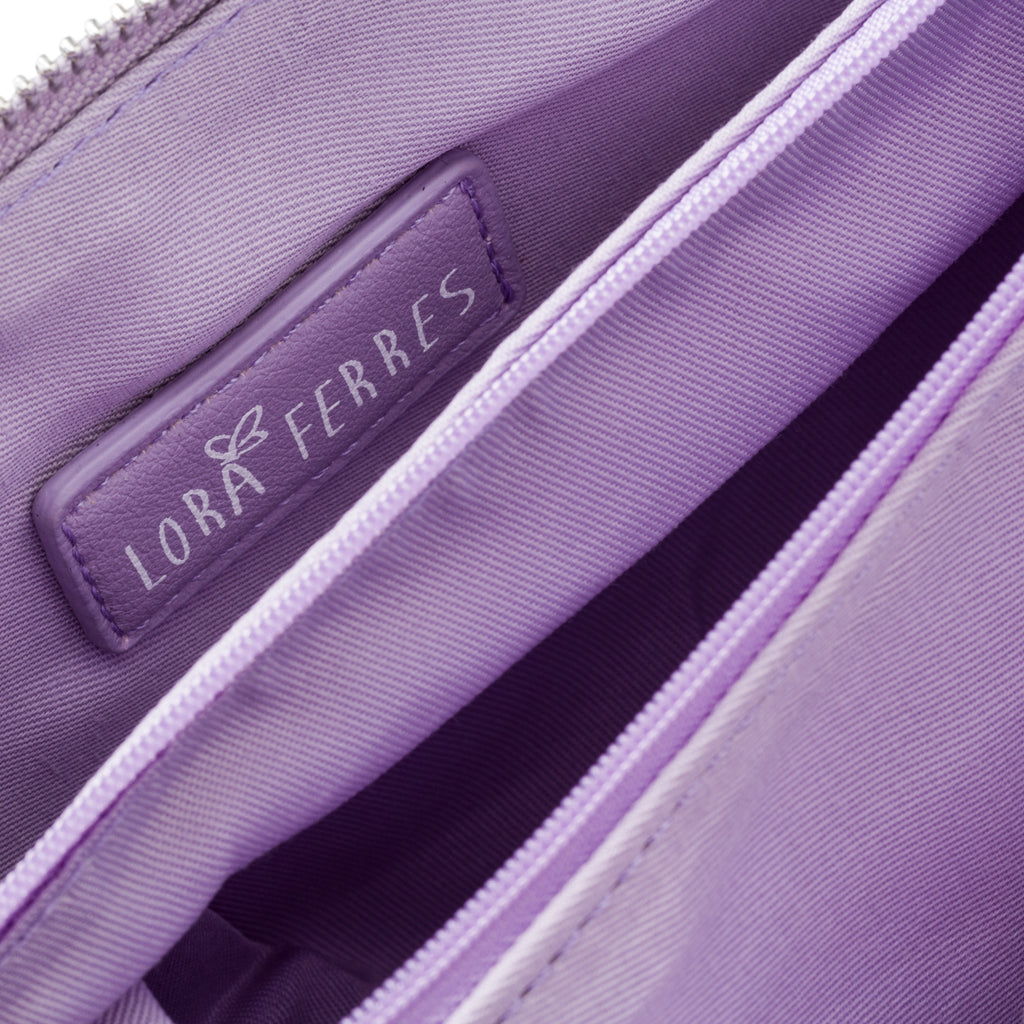 Borsa a tracolla lilla da donna con manico a catena Lora Ferres