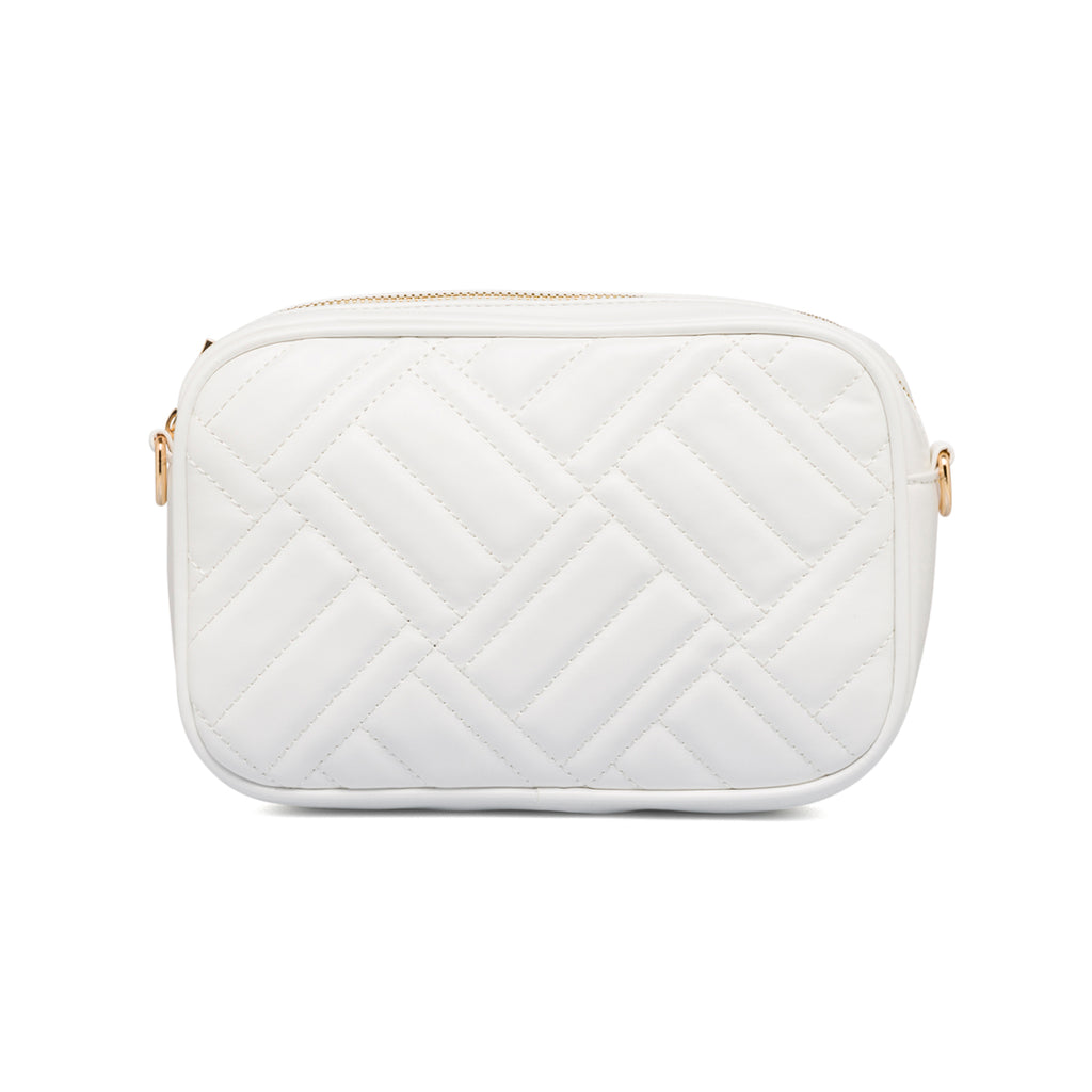 Borsa a tracolla bianca trapuntata da donna Lora Ferres