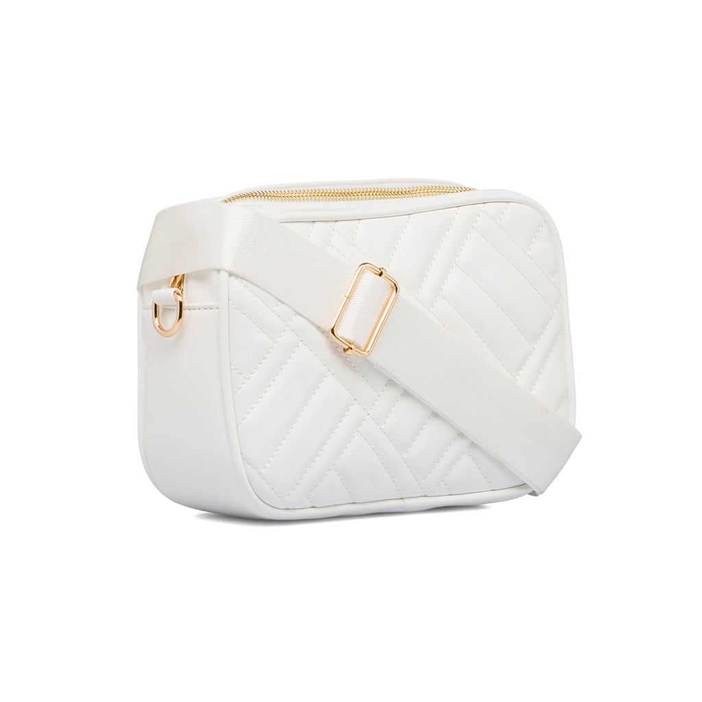 Borsa a tracolla bianca trapuntata da donna Lora Ferres