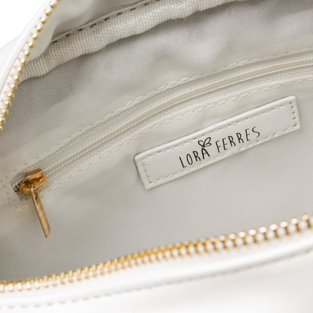 Borsa a tracolla bianca trapuntata da donna Lora Ferres