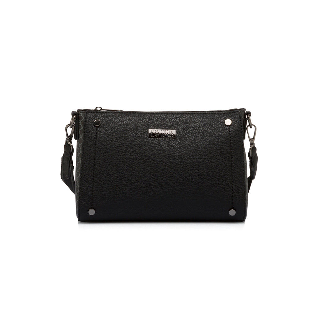 Borsa a tracolla nera da donna con chiusura a zip Lora Ferres