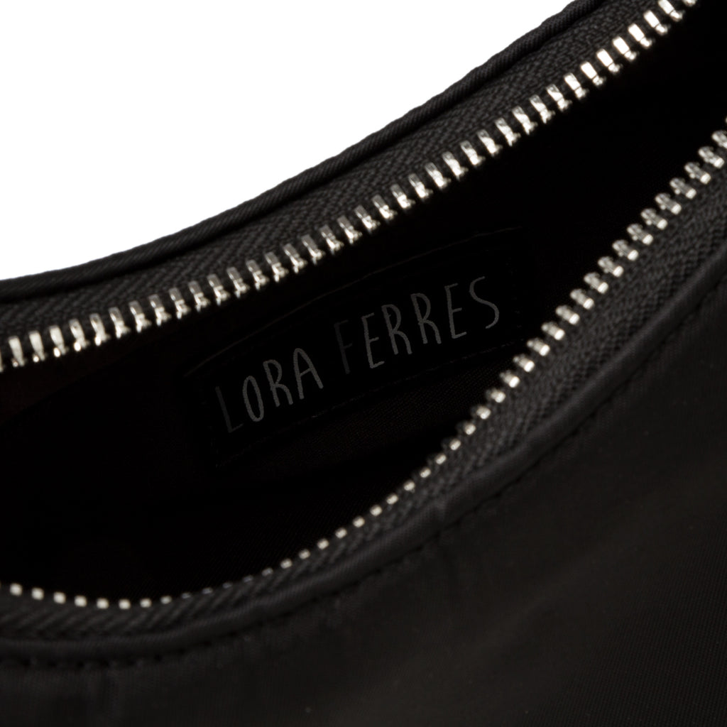 Borsa a tracolla nera da donna con chiusura a zip Lora Ferres