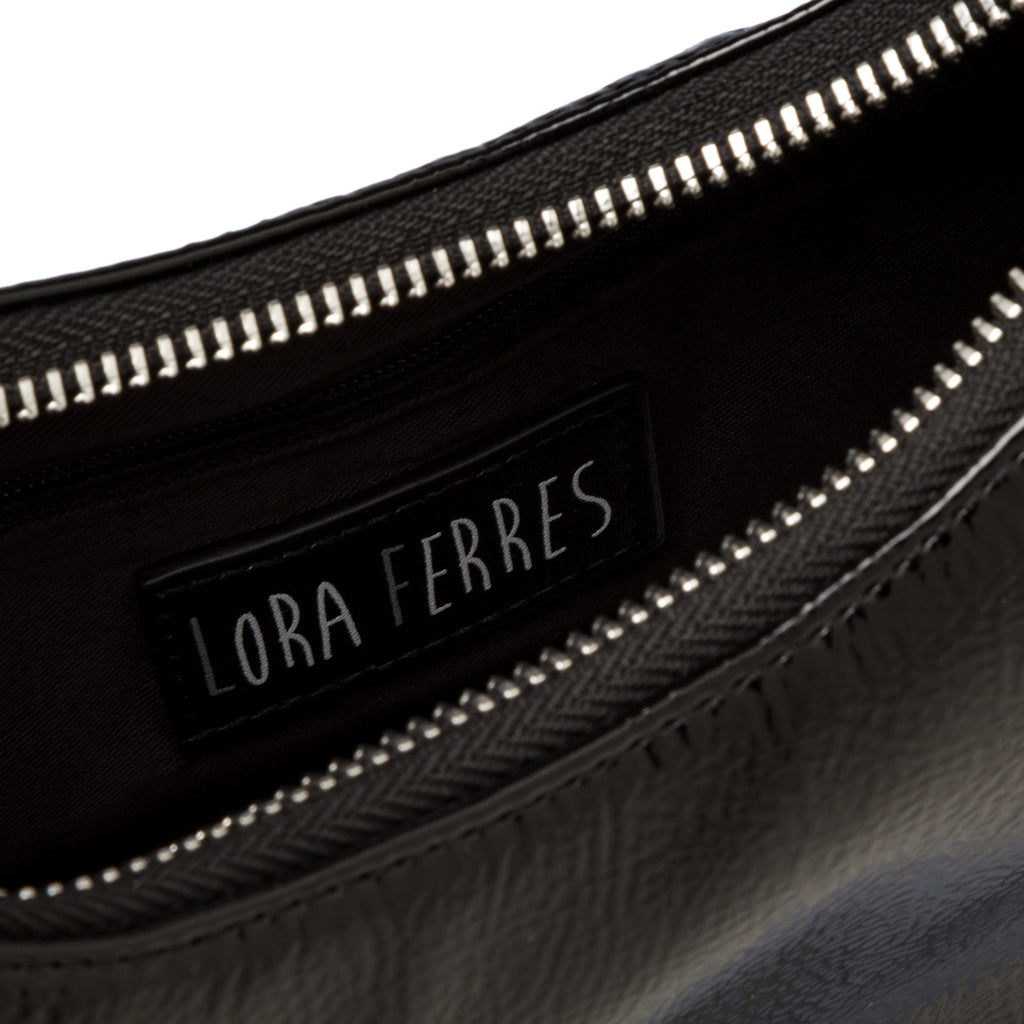 Borsa a tracolla nera da donna con chiusura a zip Lora Ferres