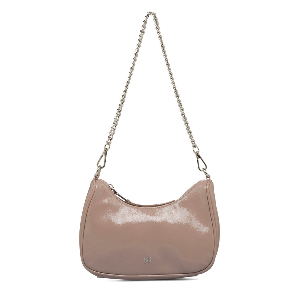 Borsa a tracolla taupe da donna con chiusura a zip Lora Ferres