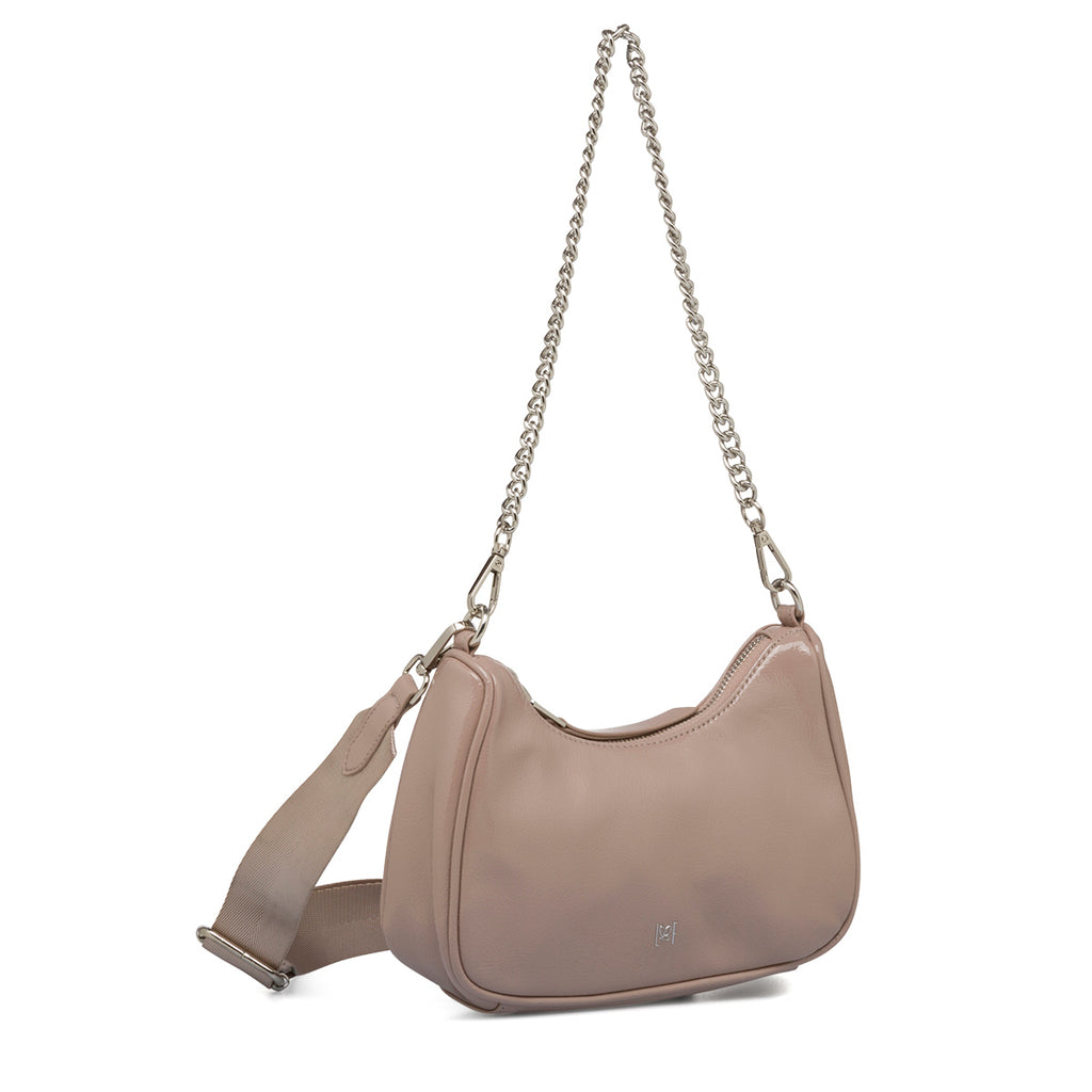 Borsa a tracolla taupe da donna con chiusura a zip Lora Ferres