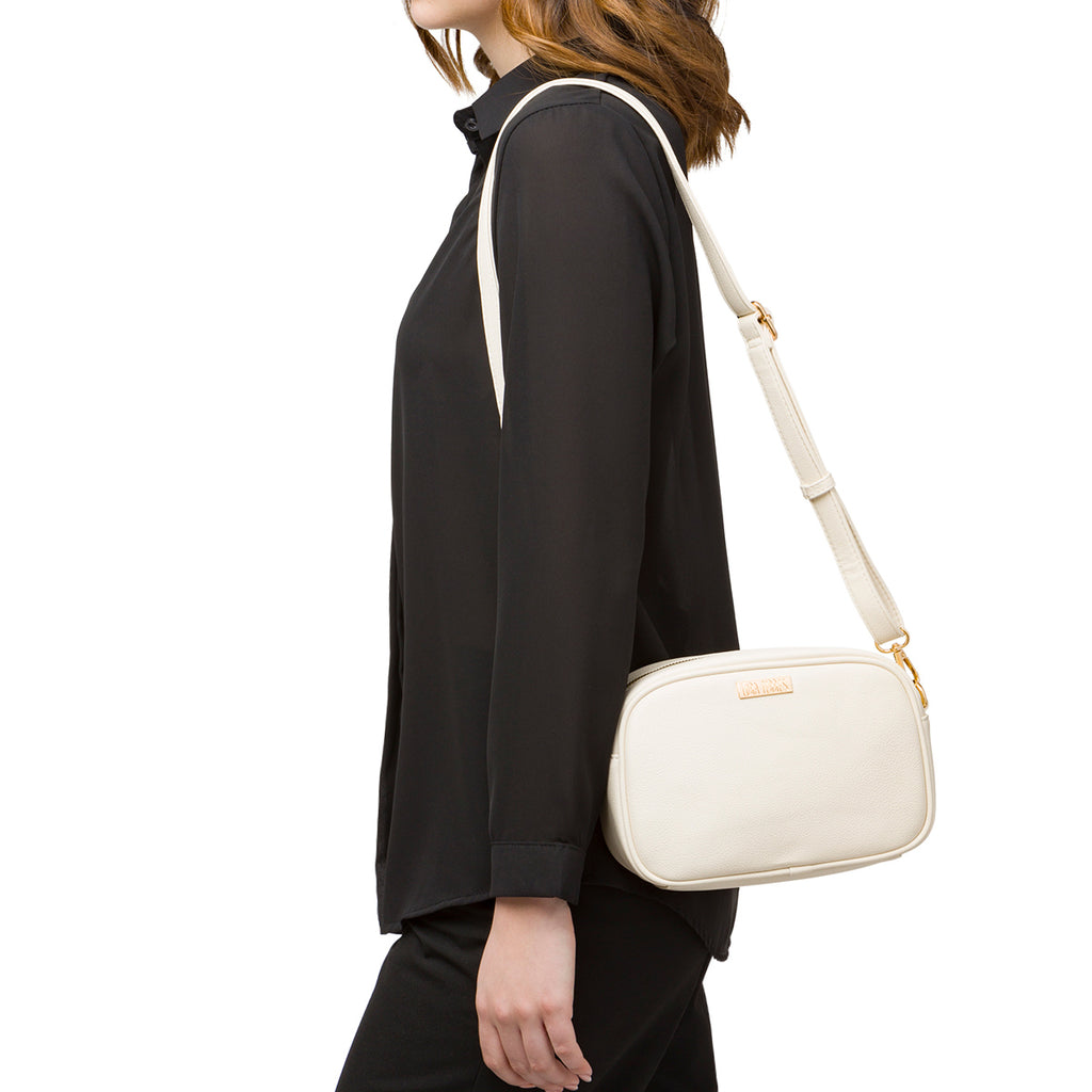 Borsa a tracolla bianco latte da donna Lora Ferres