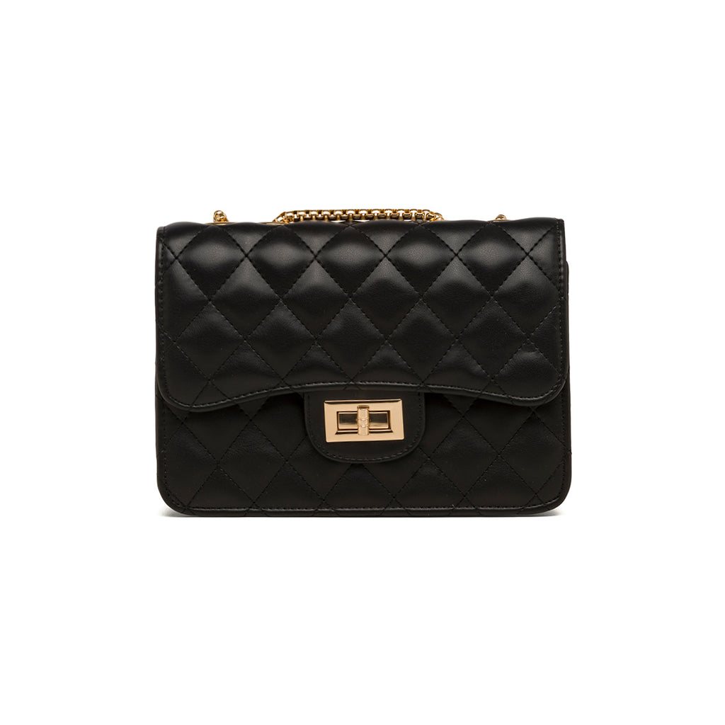 Borsa a tracolla da donna nera effetto trapuntato Lora Ferres