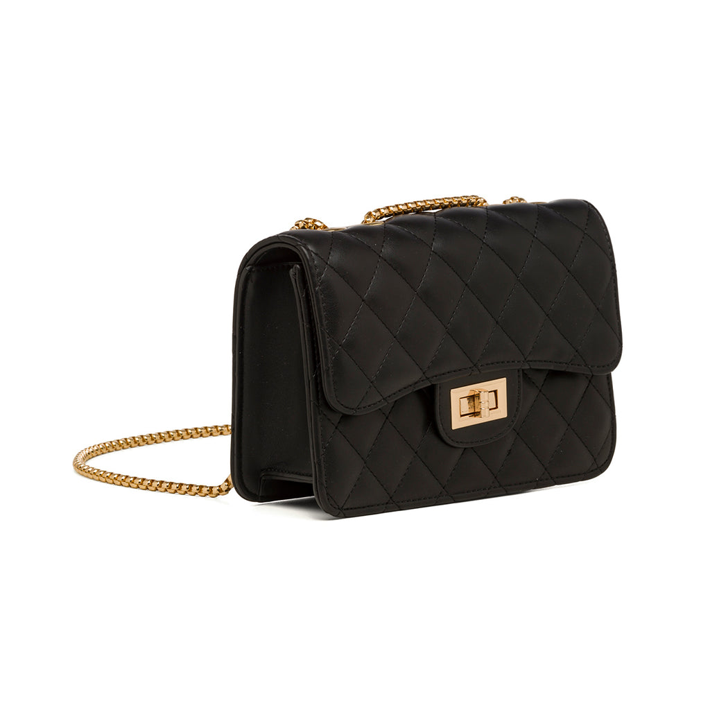 Borsa a tracolla da donna nera effetto trapuntato Lora Ferres