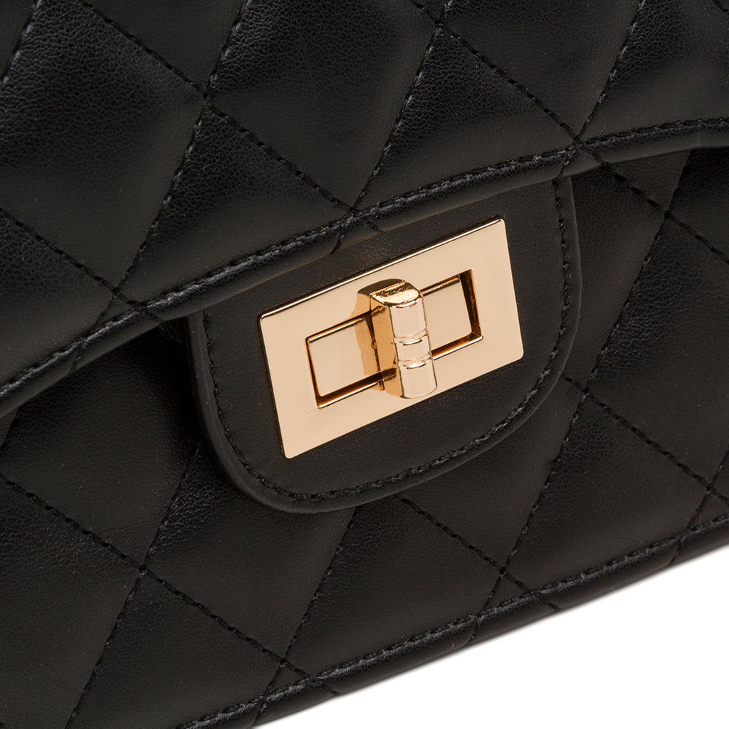 Borsa a tracolla da donna nera effetto trapuntato Lora Ferres