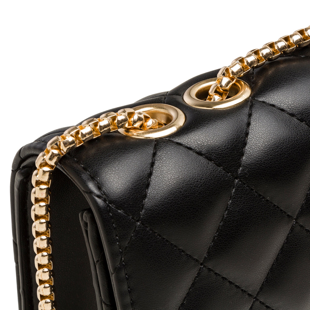 Borsa a tracolla da donna nera effetto trapuntato Lora Ferres