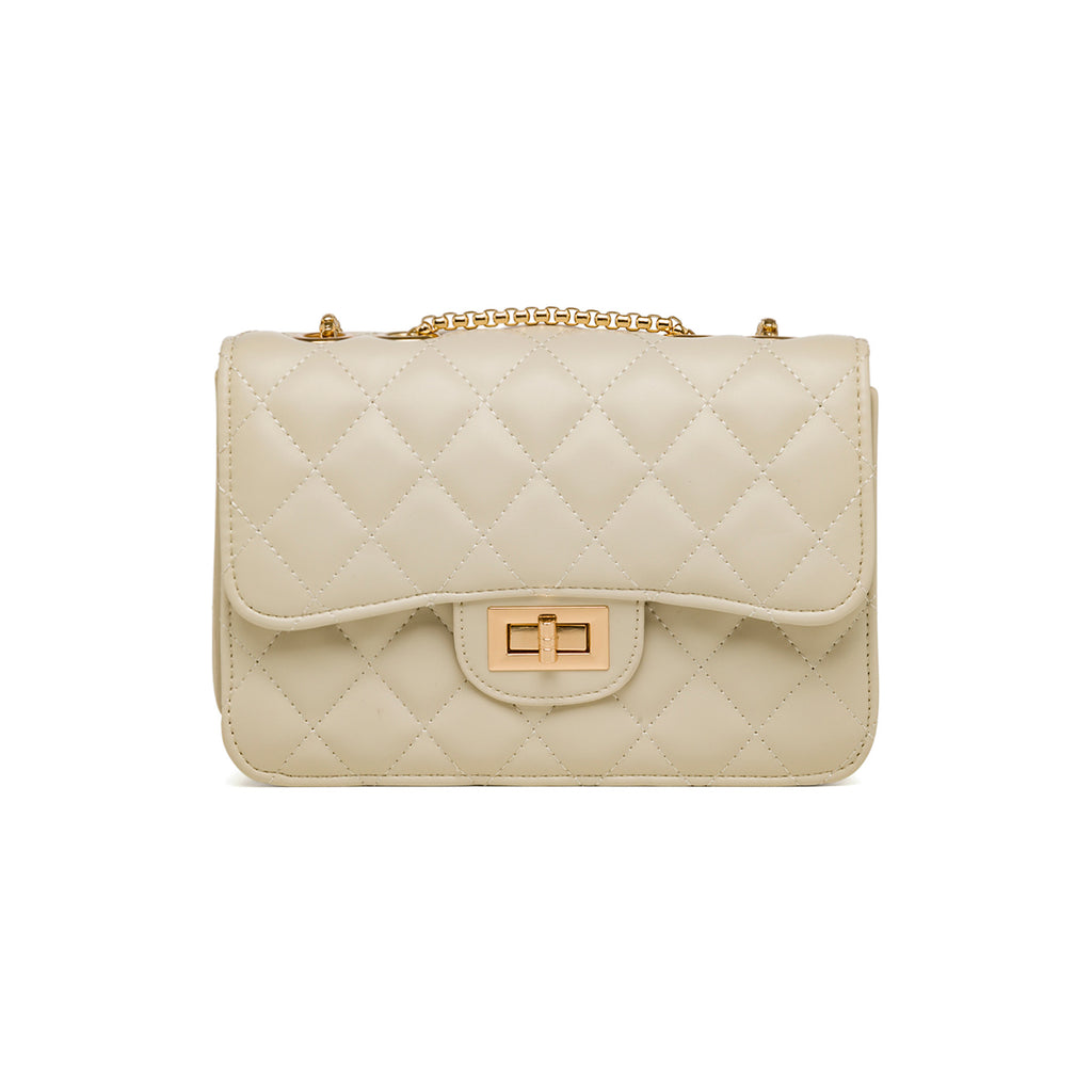 Borsa a tracolla da donna bianca off-white effetto trapuntato Lora Ferres