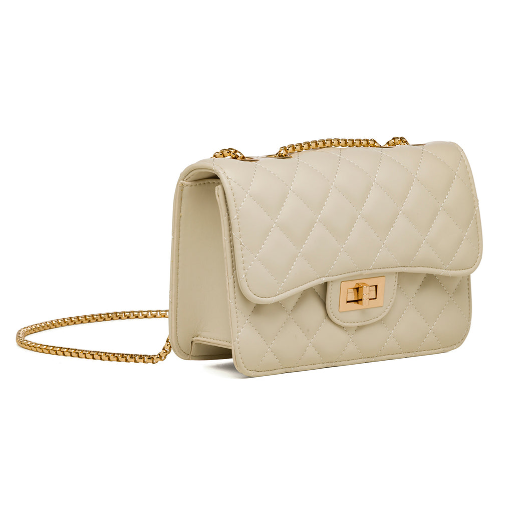 Borsa a tracolla da donna bianca off-white effetto trapuntato Lora Ferres