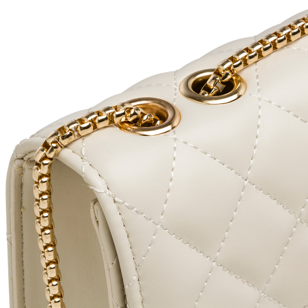 Borsa a tracolla da donna bianca off-white effetto trapuntato Lora Ferres