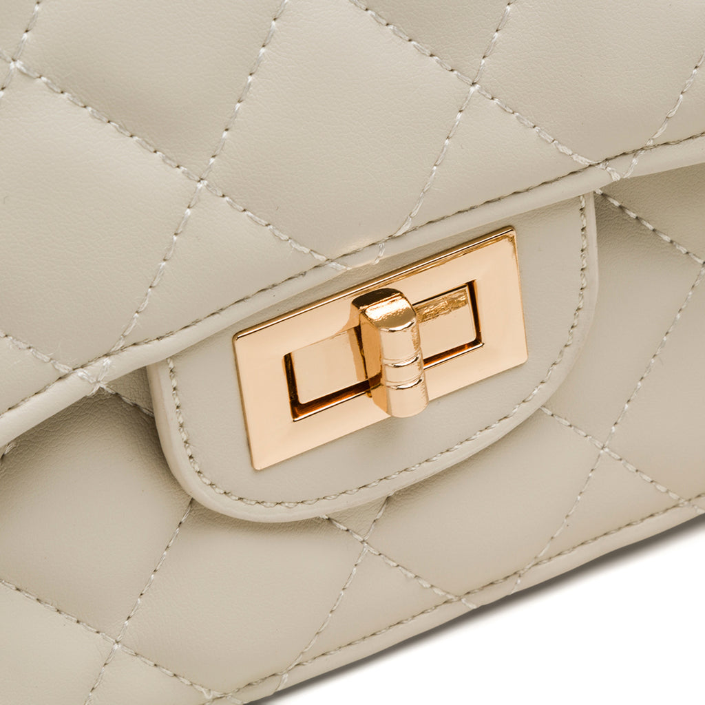 Borsa a tracolla da donna bianca off-white effetto trapuntato Lora Ferres