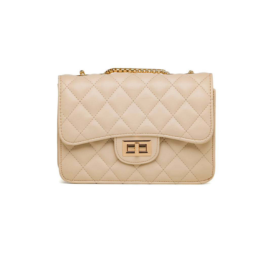 Borsa a tracolla da donna nude effetto trapuntato Lora Ferres