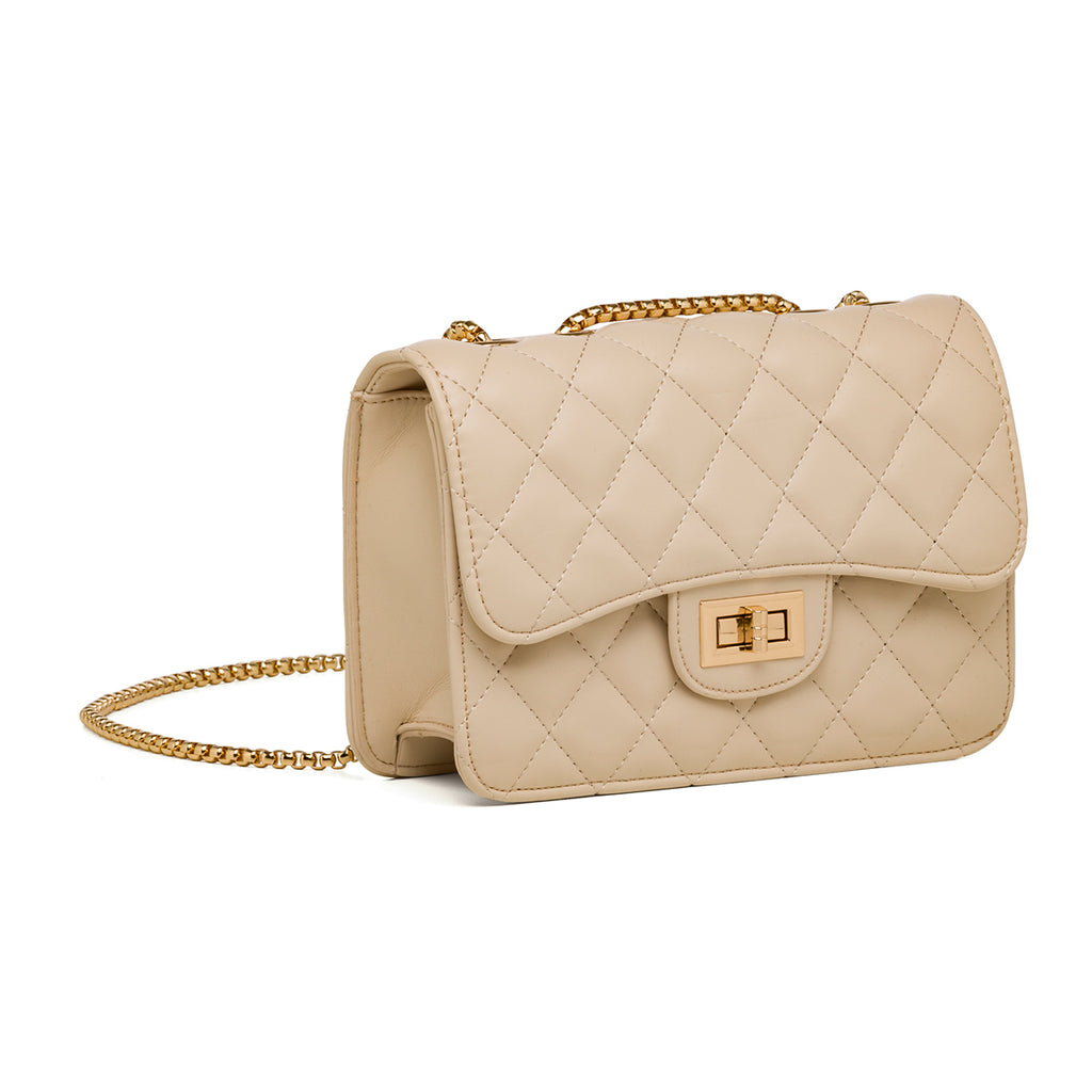 Borsa a tracolla da donna nude effetto trapuntato Lora Ferres