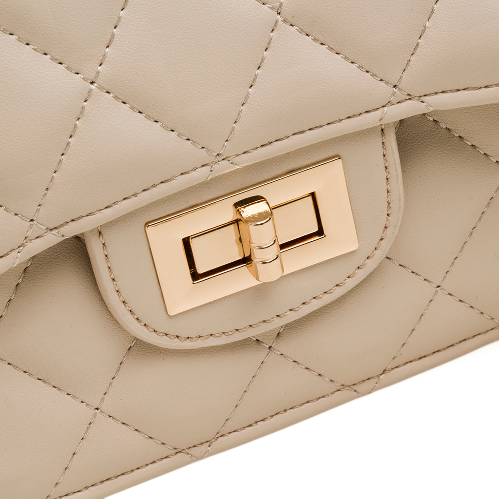 Borsa a tracolla da donna nude effetto trapuntato Lora Ferres