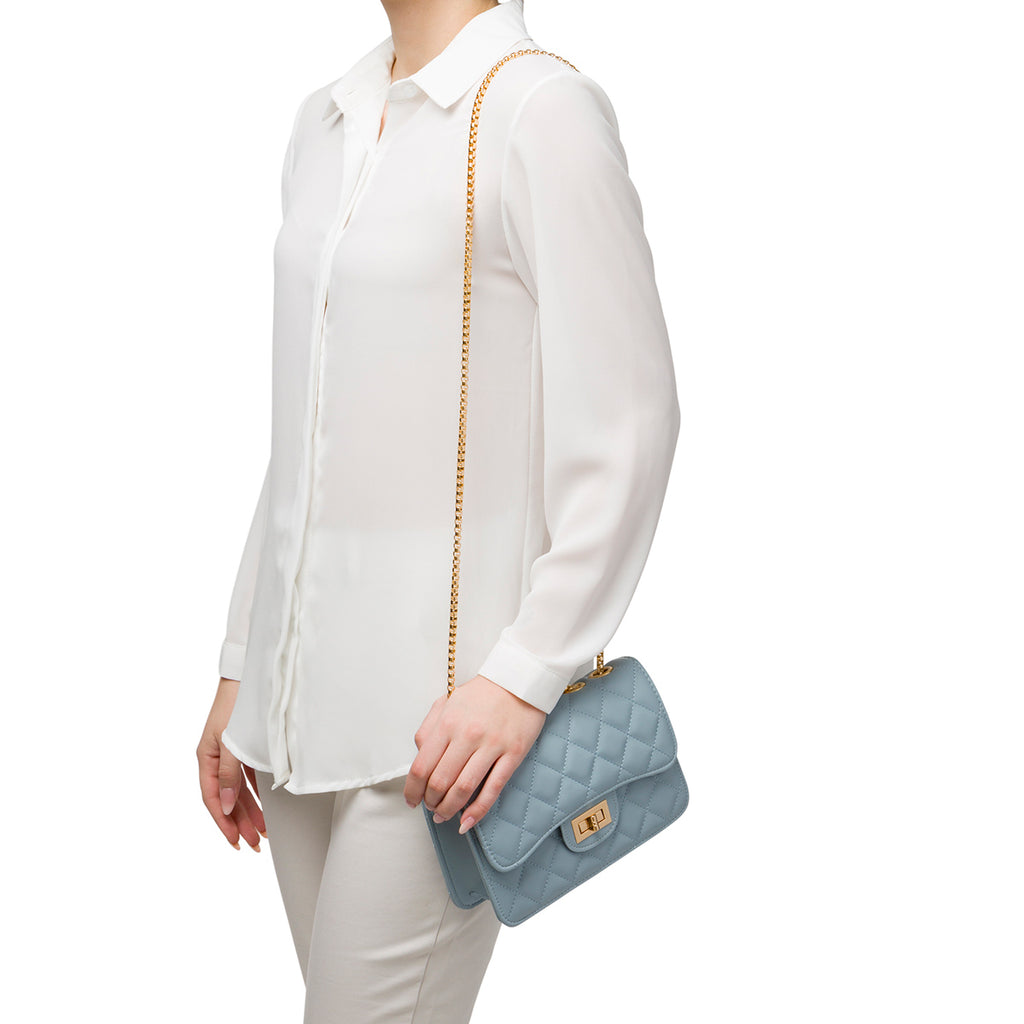 Borsa a tracolla da donna nude effetto trapuntato Lora Ferres