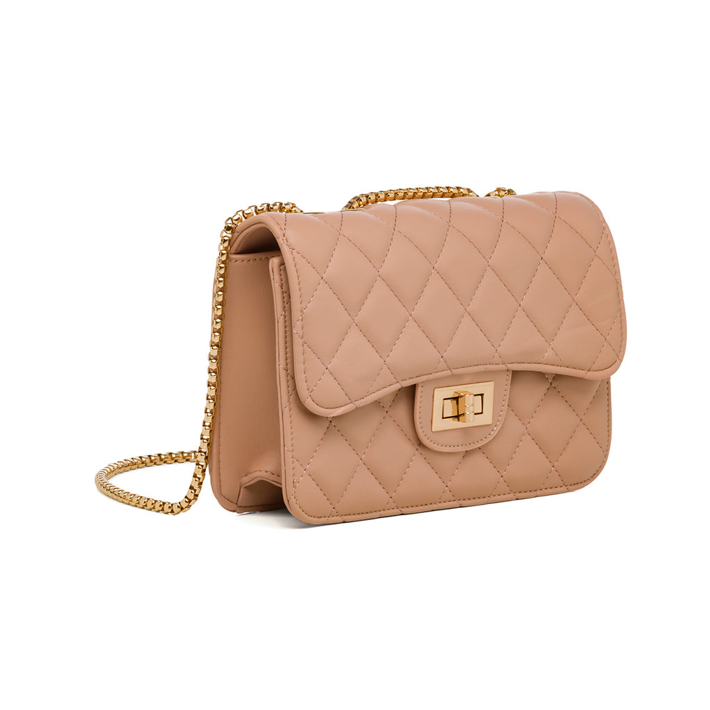 Borsa a tracolla da donna rosa effetto trapuntato Lora Ferres