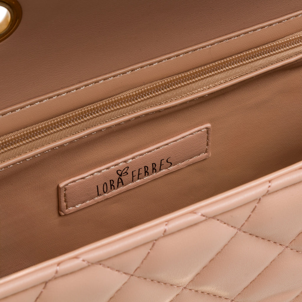 Borsa a tracolla da donna rosa effetto trapuntato Lora Ferres