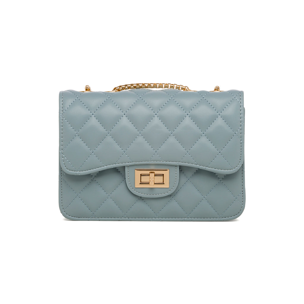 Borsa a tracolla da donna azzurra effetto trapuntato Lora Ferres