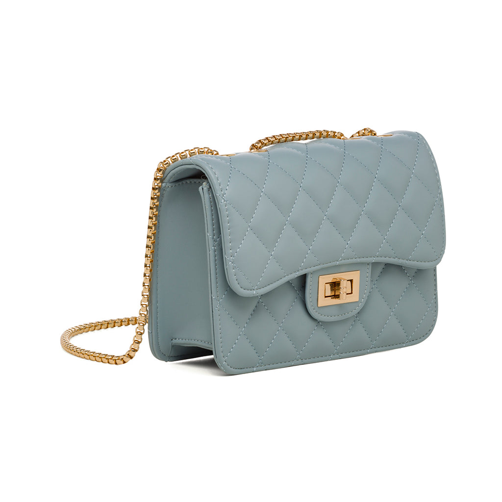 Borsa a tracolla da donna azzurra effetto trapuntato Lora Ferres