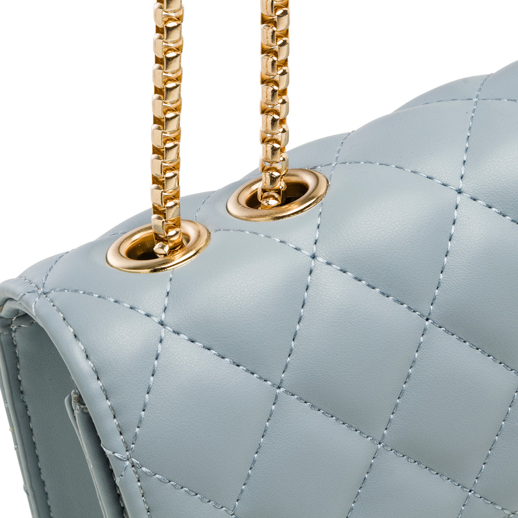 Borsa a tracolla da donna azzurra effetto trapuntato Lora Ferres