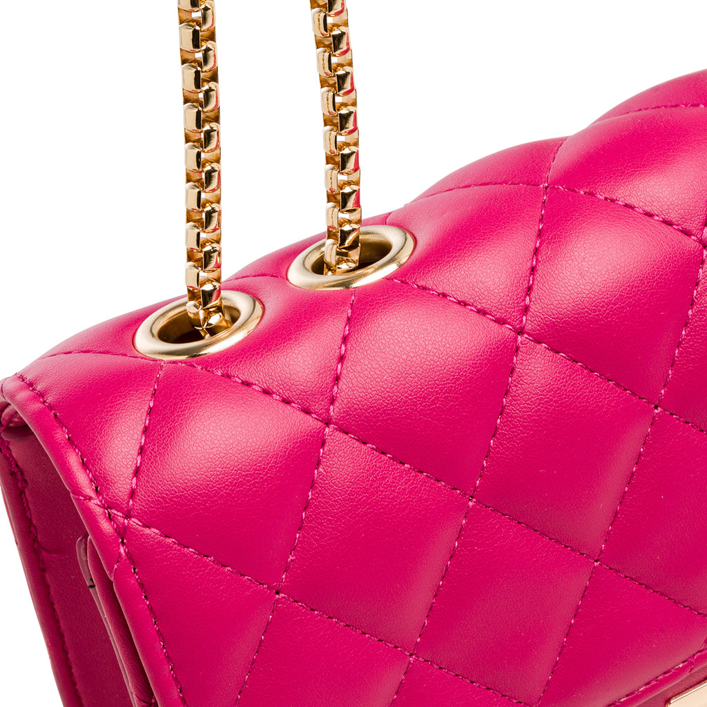 Borsa a tracolla da donna fucsia effetto trapuntato Lora Ferres