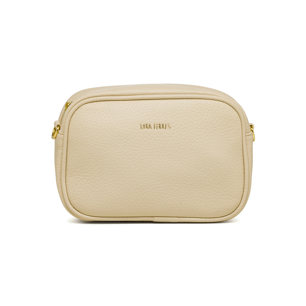 Borsa a tracolla bianco off-white con logo frontale Lora Ferres