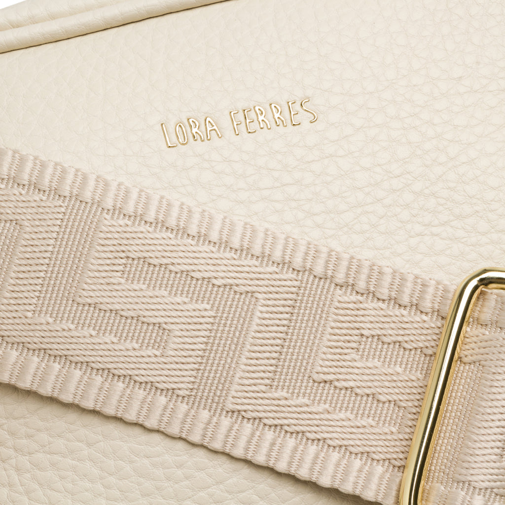 Borsa a tracolla bianco off-white con logo frontale Lora Ferres