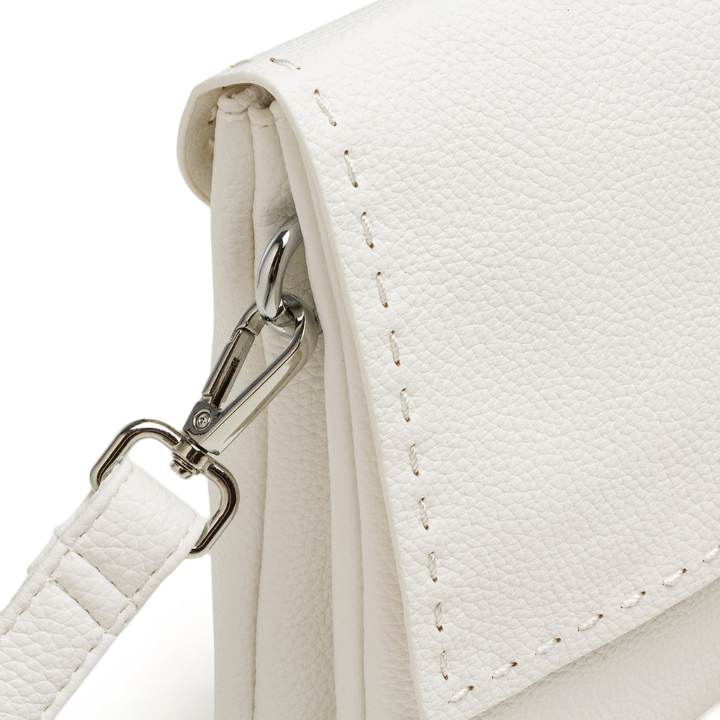 Borsa a tracolla bianca da donna con cuciture a vista Lora Ferres