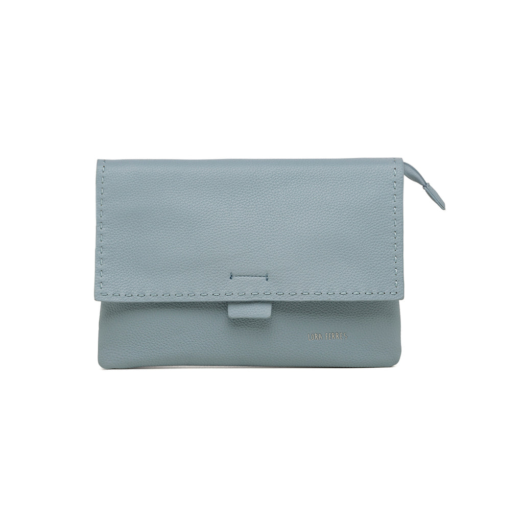 Borsa a tracolla azzurro da donna con cuciture a vista Lora Ferres