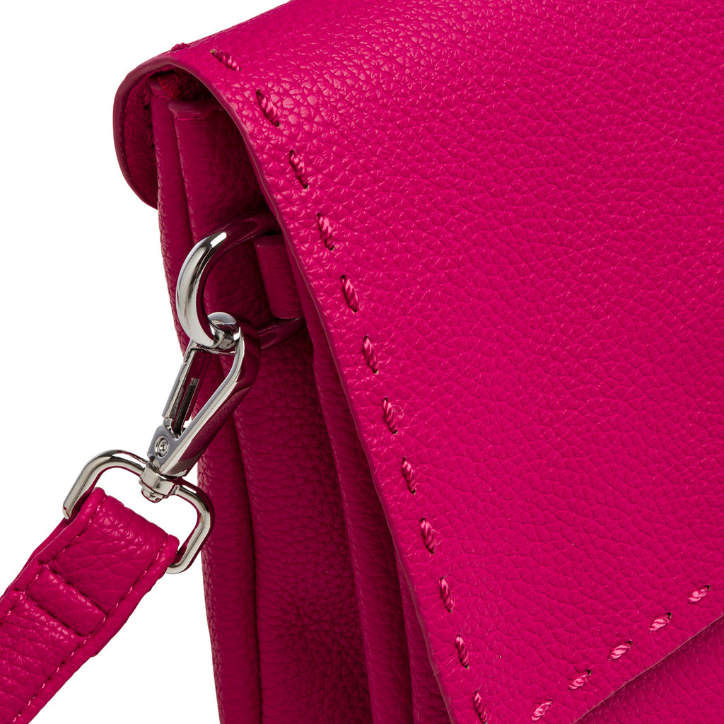 Borsa a tracolla da donna fucsia con logo frontale Lora Ferres