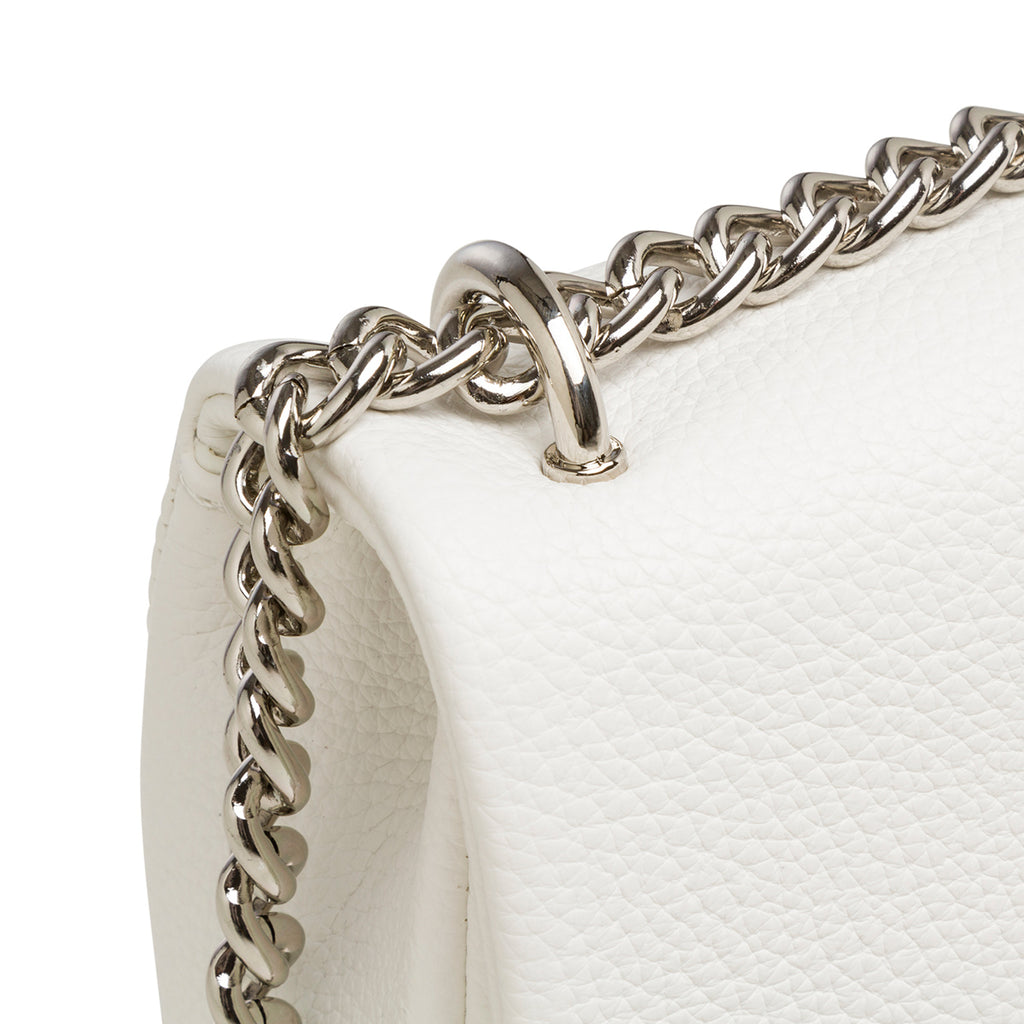 Borsa a tracolla da donna bianco con logo frontale Lora Ferres