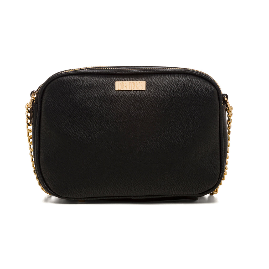 Borsa a tracolla nera da donna con doppio scomparto Lora Ferres