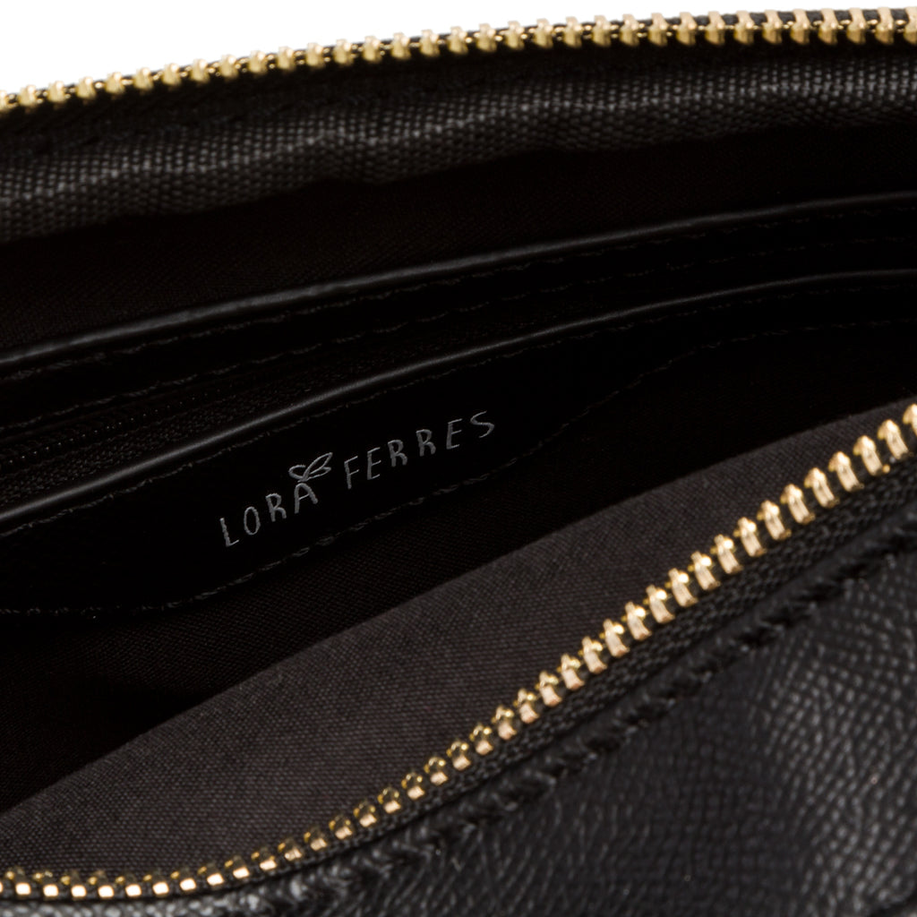 Borsa a tracolla nera da donna con doppio scomparto Lora Ferres