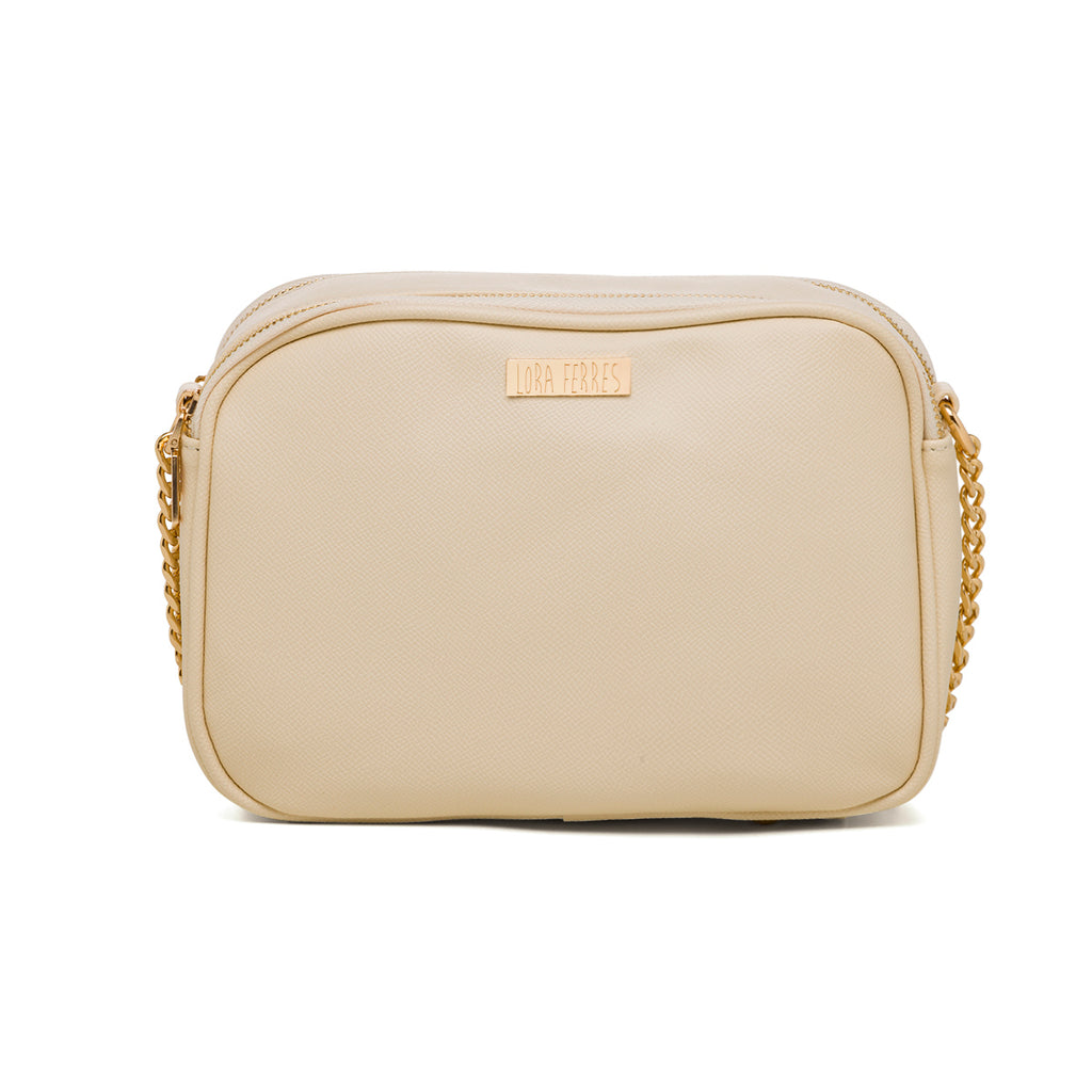 Borsa a tracolla bianca off-white da donna con doppio scomparto Lora Ferres