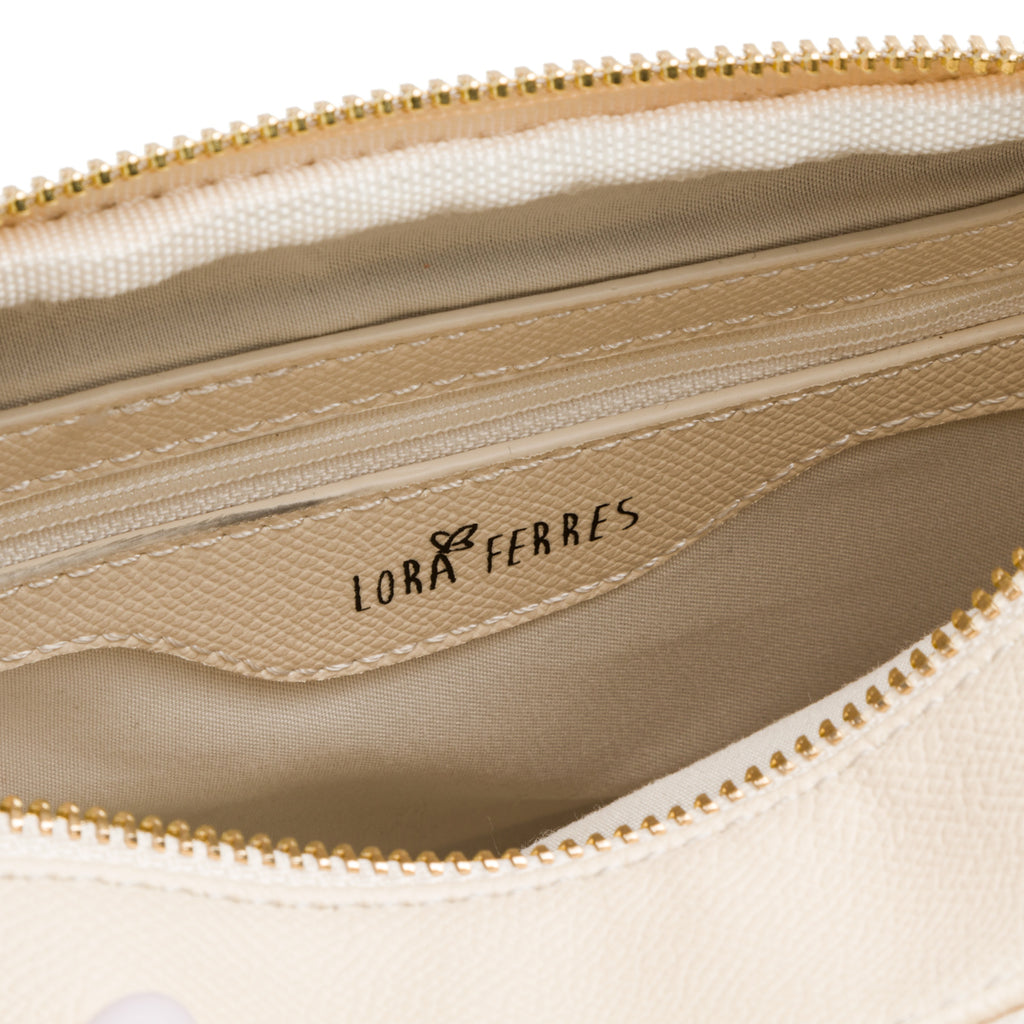Borsa a tracolla bianca off-white da donna con doppio scomparto Lora Ferres