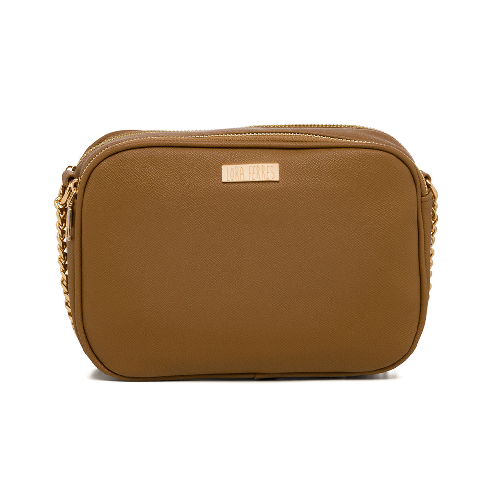 Borsa a tracolla marrone da donna con doppio scomparto Lora Ferres