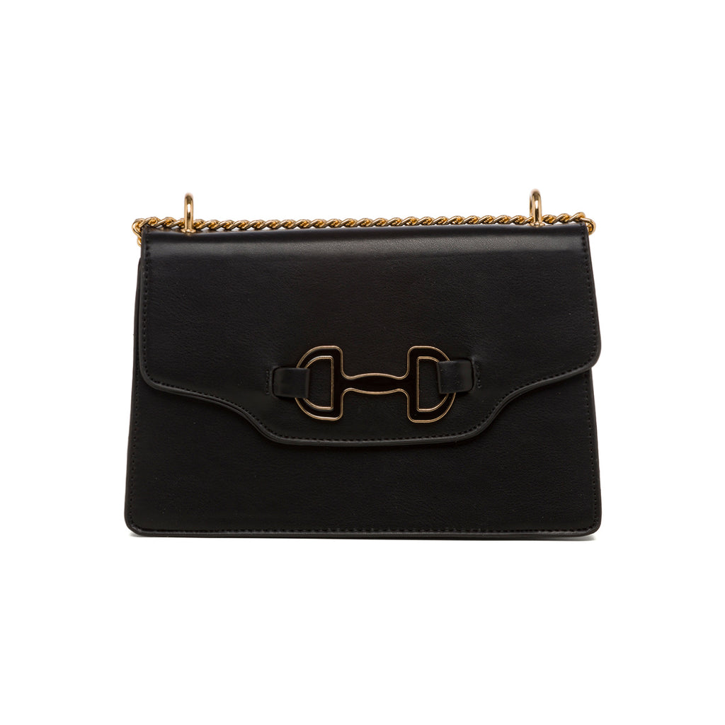 Borsa a tracolla nera da donna con morsetto Lora Ferres