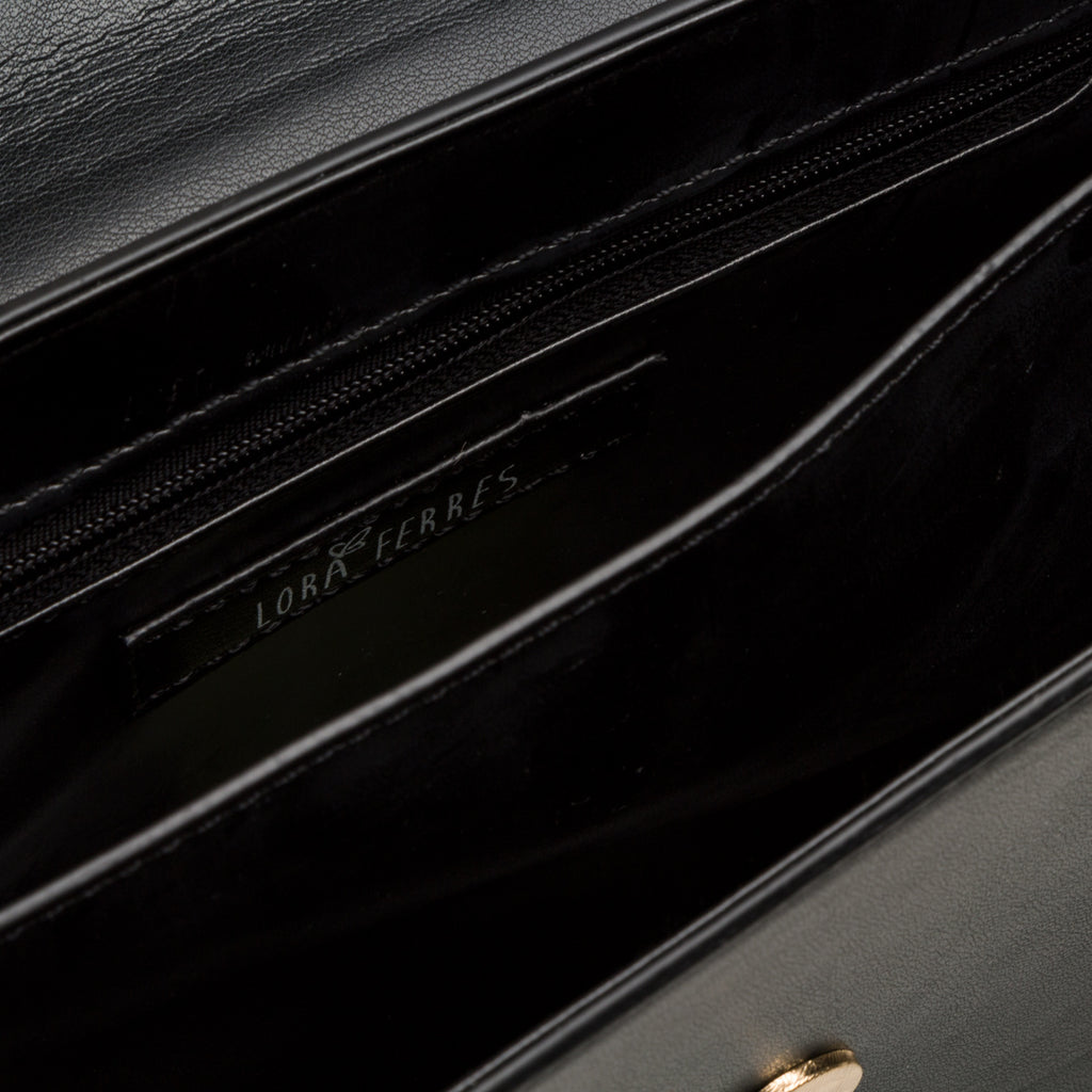Borsa a tracolla nera da donna con morsetto Lora Ferres