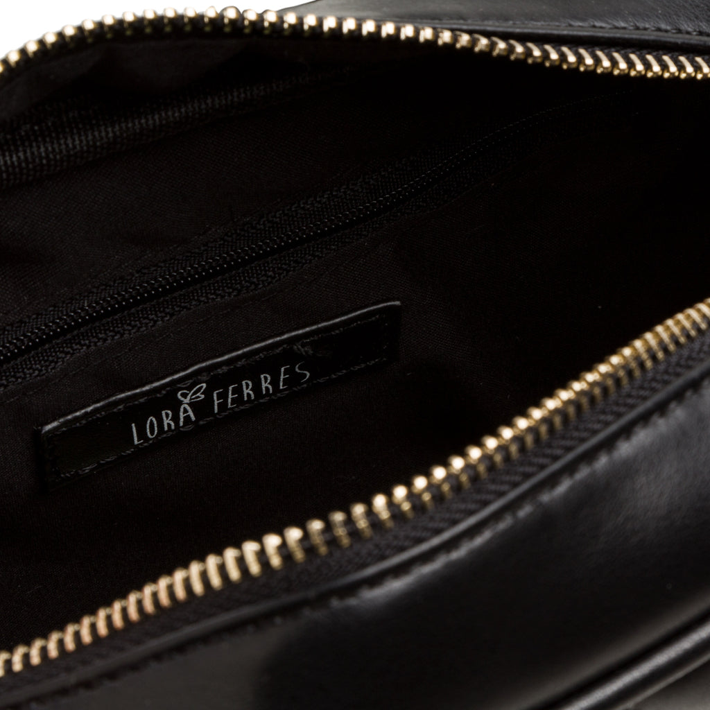 Borsa a tracolla nera da donna effetto trapuntato Lora Ferres