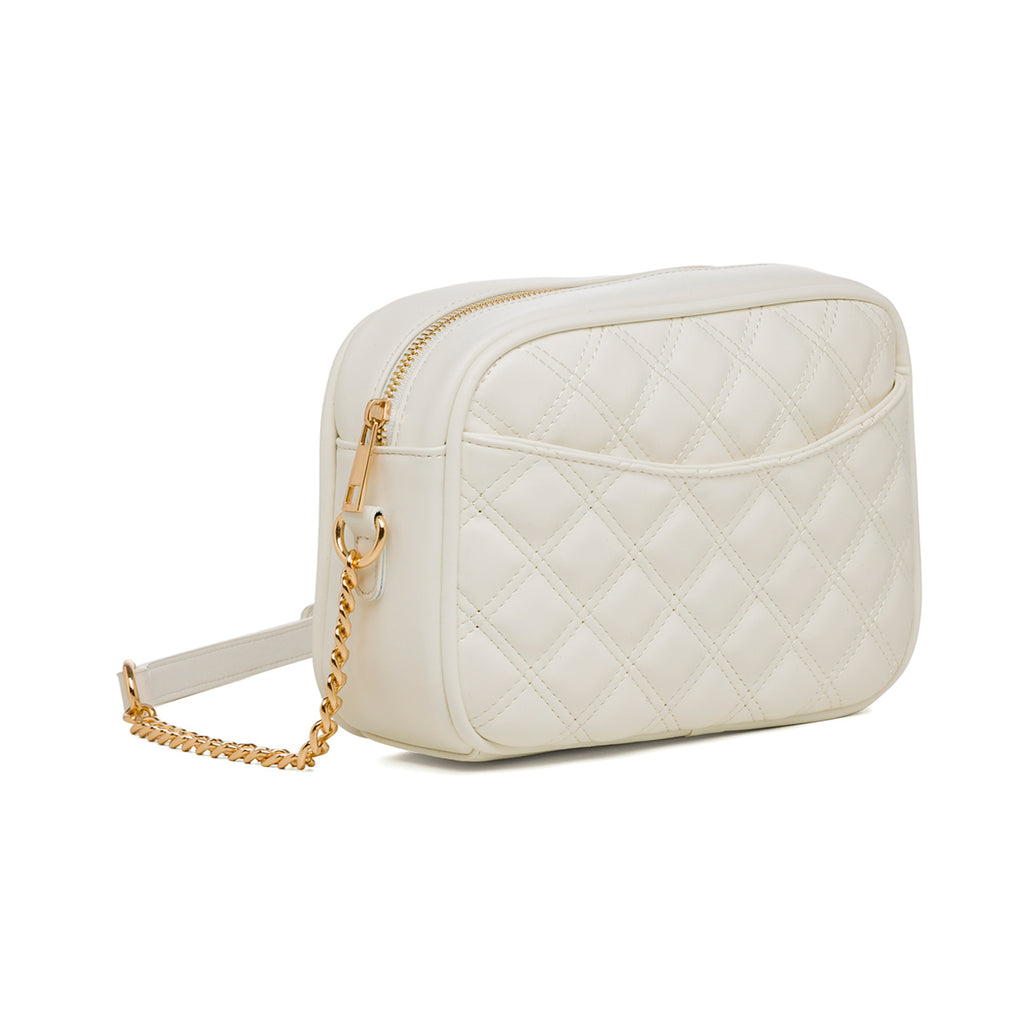 Borsa a tracolla bianca da donna effetto trapuntato Lora Ferres