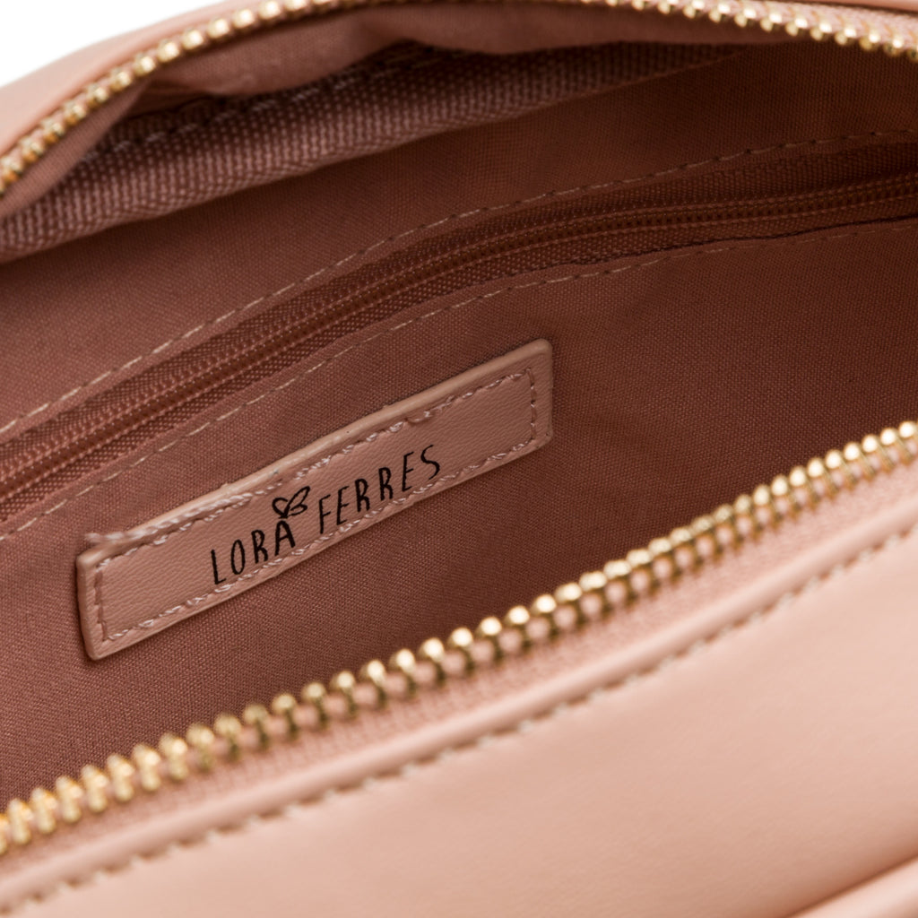 Borsa a tracolla rosa da donna effetto trapuntato Lora Ferres