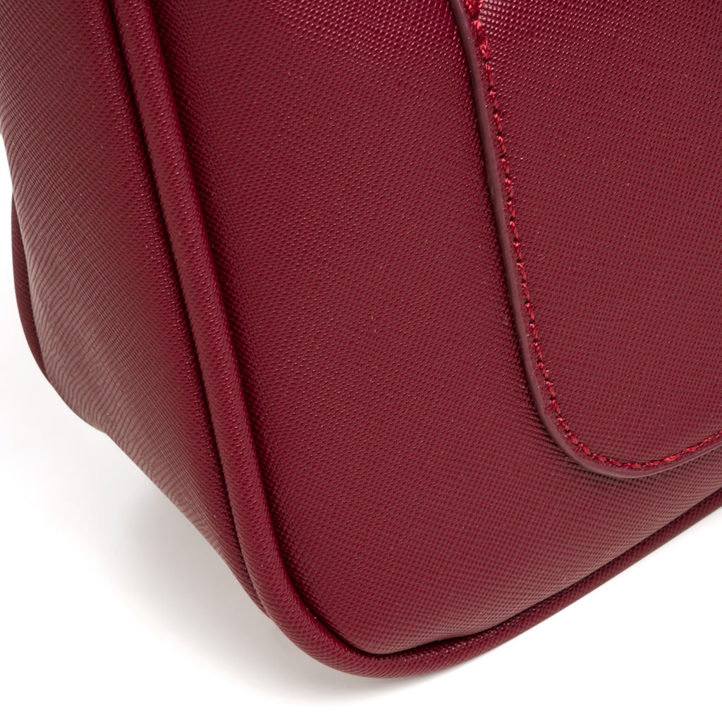 Borsa a tracolla rosso bordeaux con logo in metallo Lora Ferres