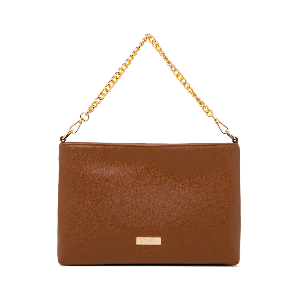 Borsa a tracolla marrone da donna con catena Lora Ferres
