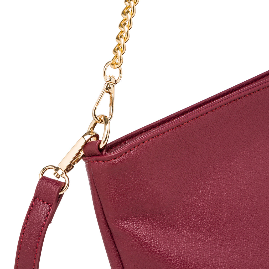 Borsa a tracolla rosso bordeaux da donna con catena Lora Ferres