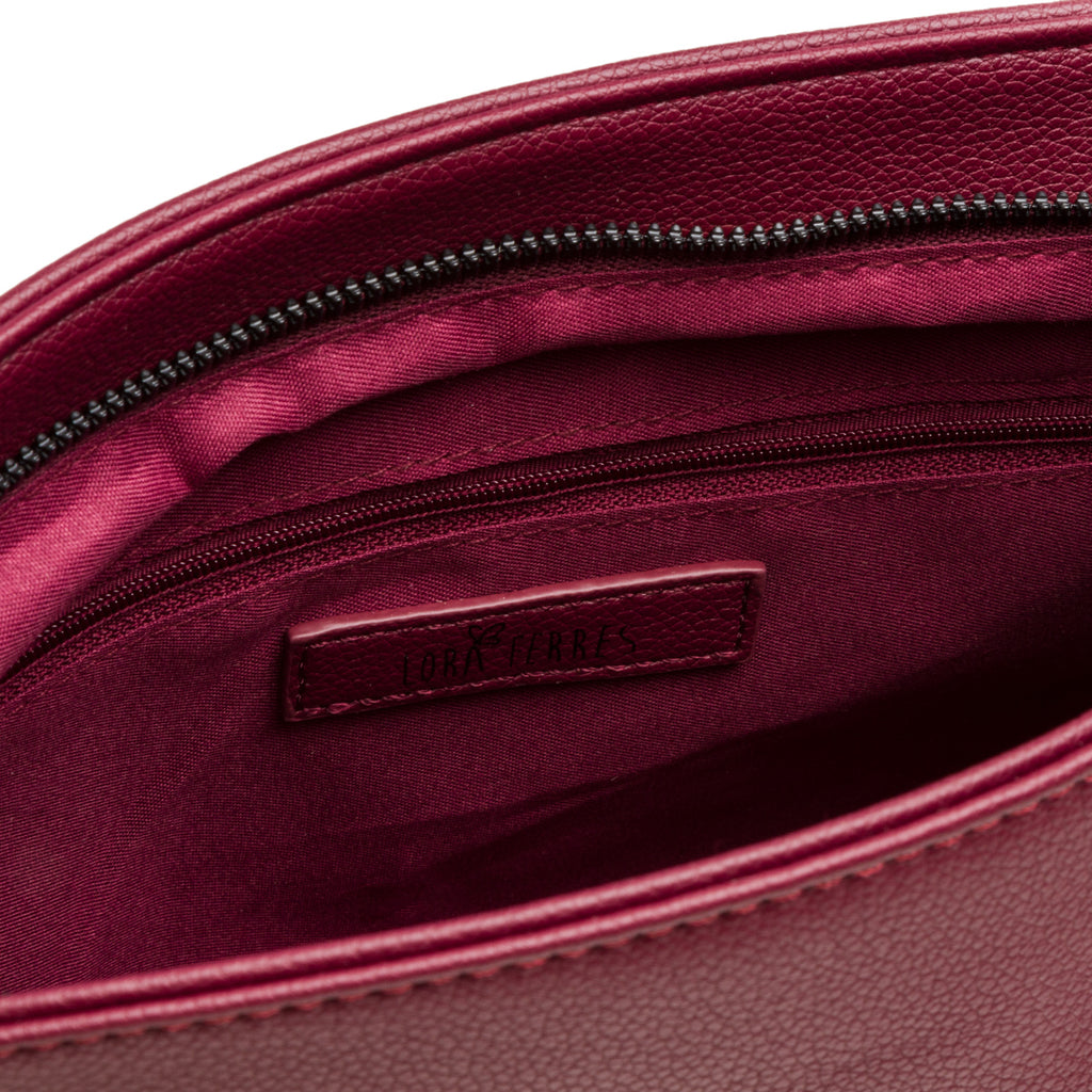 Borsa a tracolla rosso bordeaux da donna con catena Lora Ferres